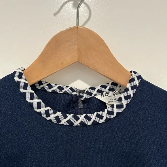 Vintage navy and white checked dress - polyester size 2 in modern sizing - Picture 8 of 9